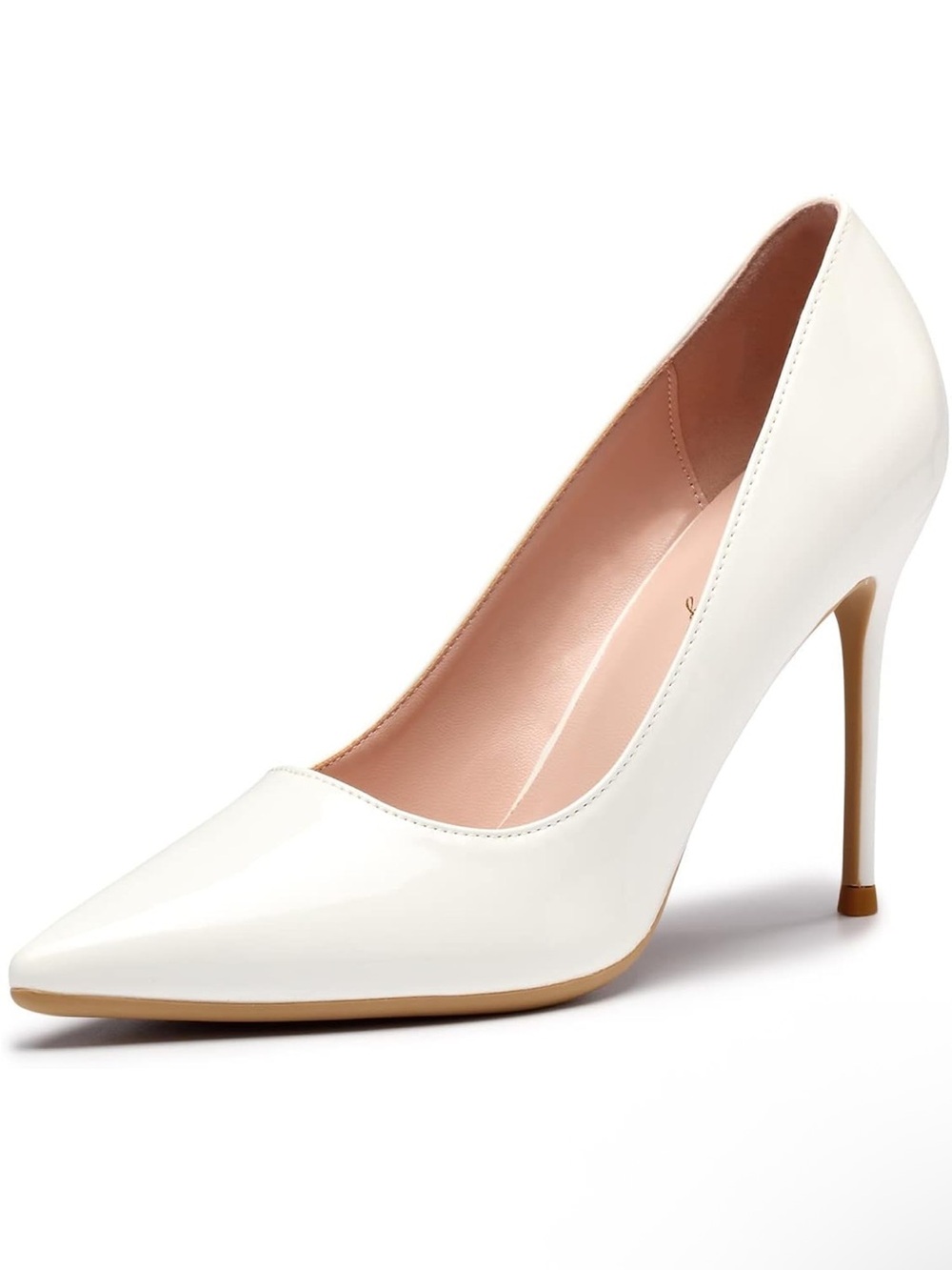 Women's White Pointed-Toe High Heel Pump